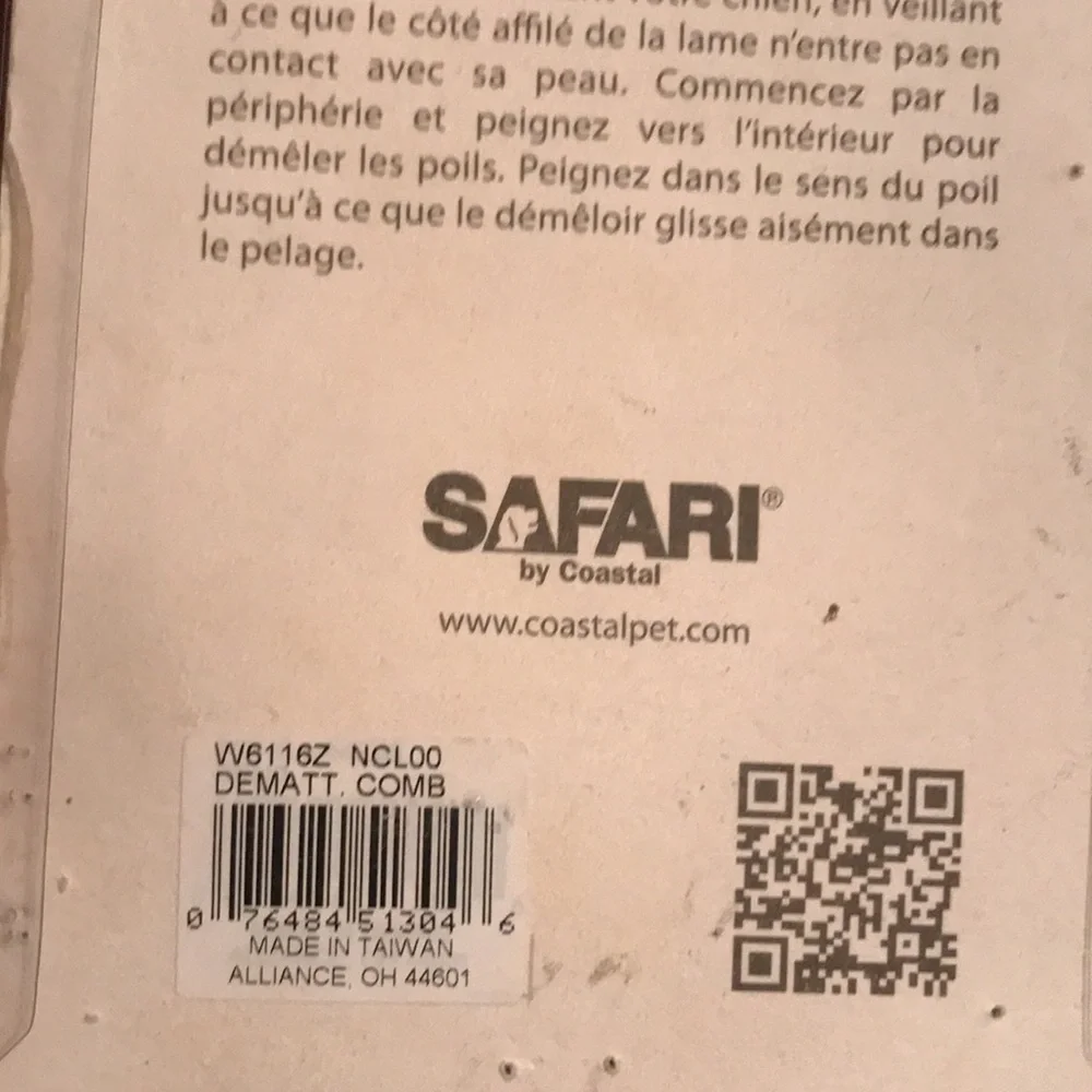 Dematting Comb- Stainless Steel by Safari